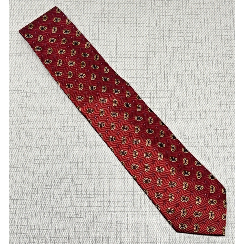 Jos. A. Bank Silk Tie Mens XL Red Paisley Classic Professional Dark Academia